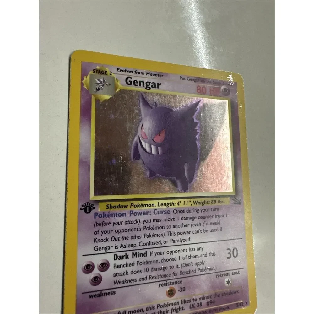 1999 Pokemon Fossil 1st Edition Gengar Holo 5/62 WOTC Vintage - MP